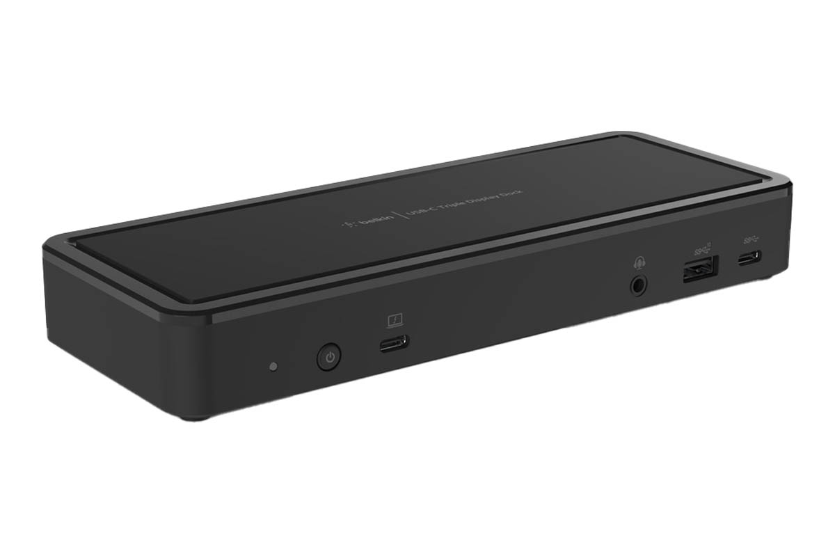 Obrazek przedstawia stację dokującą USB-C marki Belkin.